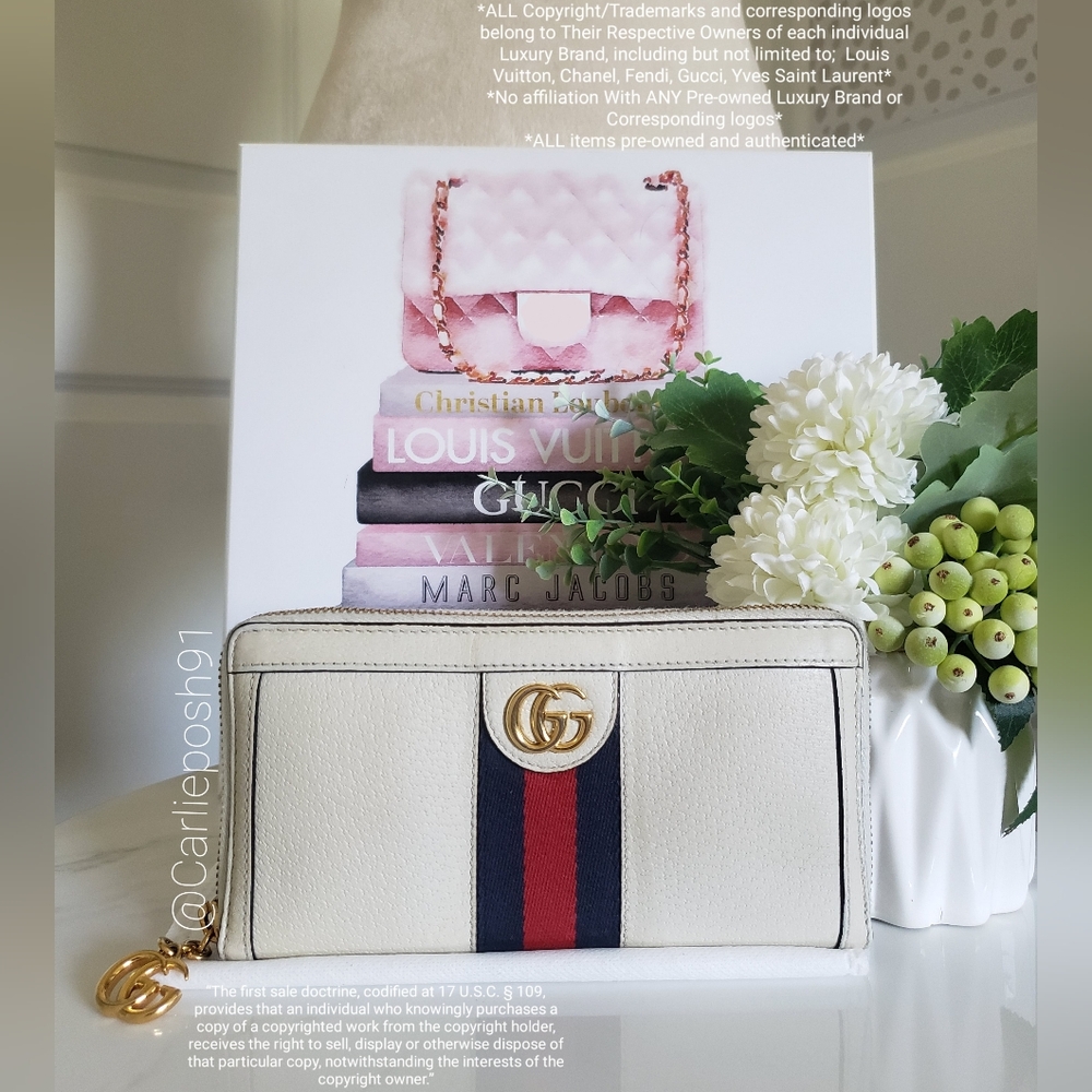**SOLD** Authentic Pre-owned Gucci Ophidia Web Accent Zip Wallet - Picture 1 of 14